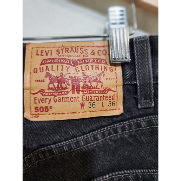 Levi’s 505 Jeans Men’s 36x36 Black Regular Fit Straight Leg Vintage - Picture 7 of 10